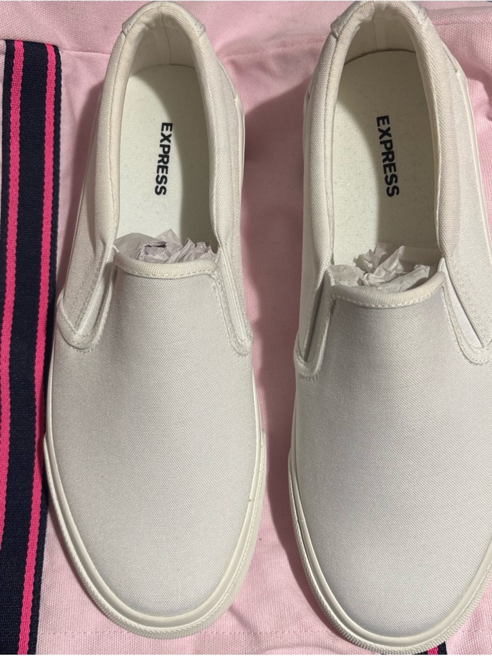 Express White Canvas Slip-On Loafers